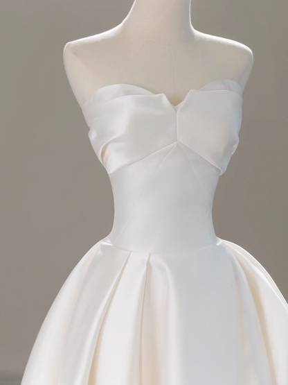 Timeless Bridal Dress Ball Gown Sweetheart Satin White Long Wedding Dress Boho Wedding Dresses Modest Wedding Gowns DH2059