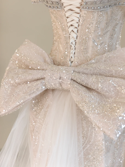 Unique Wedding Dress Mermaid Off The Shoulder Sequin Long Wedding Dresses Bridal Gowns DH2060