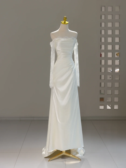 Unique Wedding Dress Mermaid Off The Shoulder Lace Long Sleeves Wedding Dresses Bridal Gowns DH2061