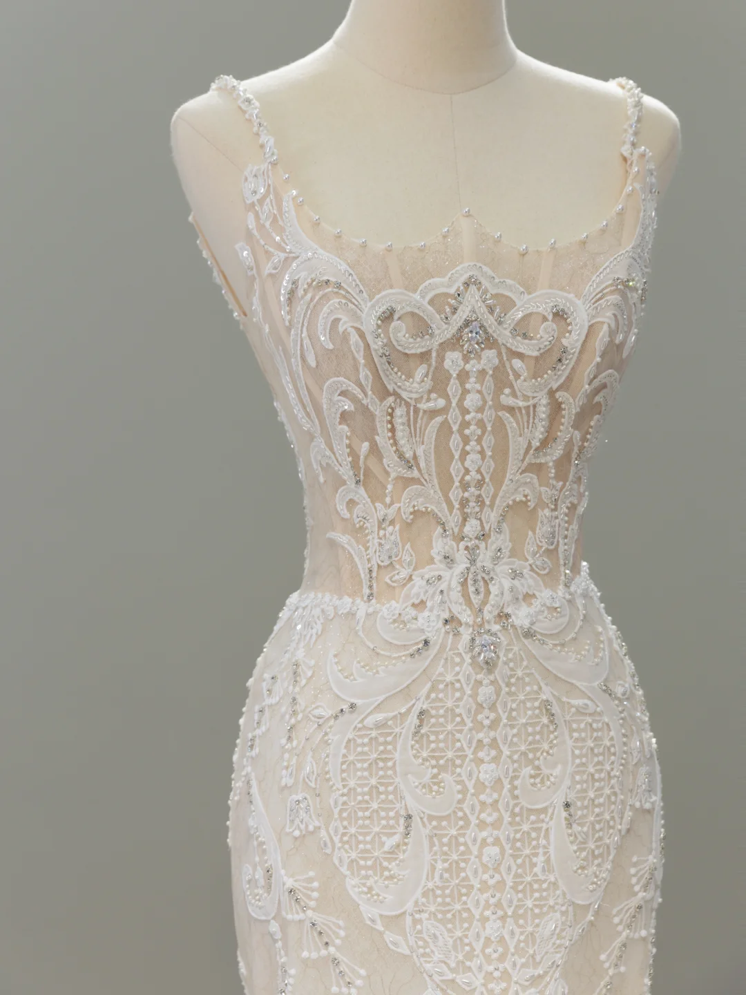 Dreamy Wedding Gown Bridal Dress Mermaid Square Neck Lace Tulle Wedding Dress Long Sleeves Wedding Dresses Modest Wedding Gowns DH2067