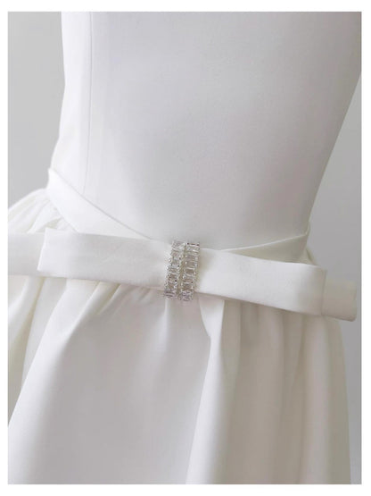 Aesthetic A line Strapless White Formal Tight Homecoming Dress Middle School Short 18th Birthday Outfits Graduation Dress Hoco Dresses DH2177