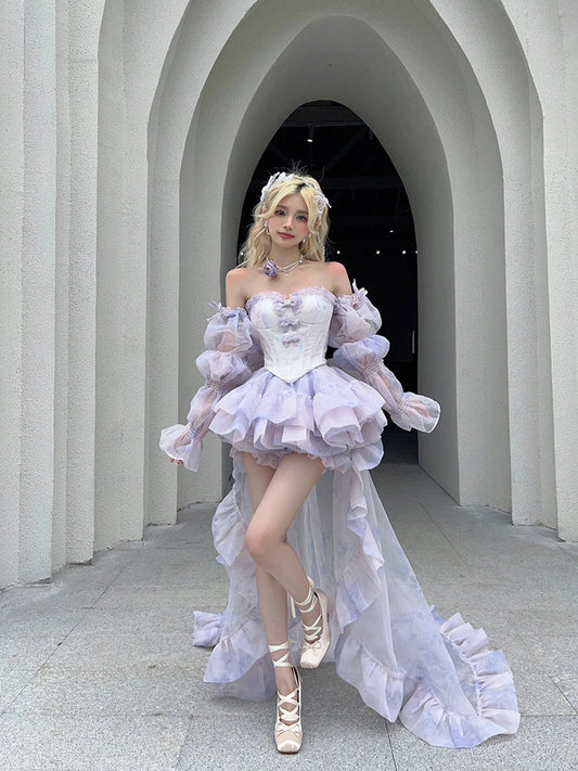 Pretty Ball Gown Sweetheart Lilac Short Summer 18th Birthday Dress Lolita Dress Birthday Outfits Lolita Dresses DH2402