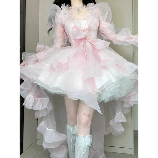 Vintage Ball Gown Spaghetti Straps Pink Mini Summer 16th Birthday Dress Lolita Dress Mini 18th Birthday Outfits Short Lolita Outfit DH2422