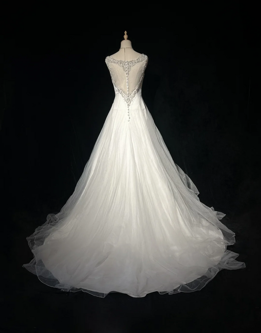 Vintage Bridal Dress Ball Gown Sweetheart White Silver Beads Tulle Long Wedding Dress Retro Wedding Dresses Modest Wedding Gowns DH2657