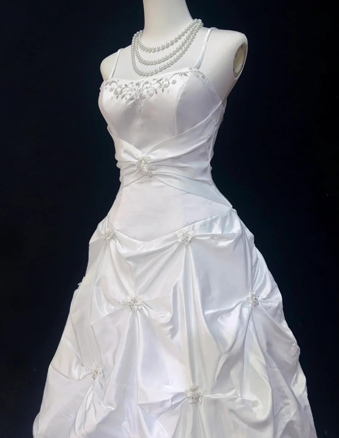 Vintage Bridal Dress Ball Gown Spaghetti Straps Taffeta White Long Wedding Dress Retro Wedding Dresses Modest Wedding Gowns DH2672