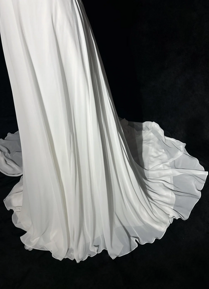 Vintage Bridal Dress A Line Spaghetti Straps Chiffon White Long Wedding Dress Retro Wedding Dresses Modest Wedding Gowns DH2675