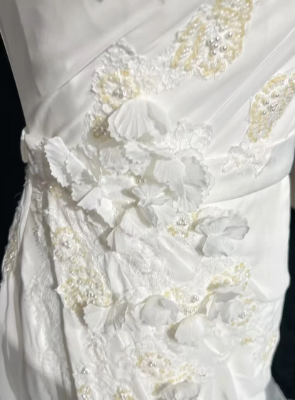 Vintage Bridal Dress Mermaid One Shoulder Chiffon White Long Wedding Dress Retro Wedding Dresses Modest Wedding Gowns DH2676