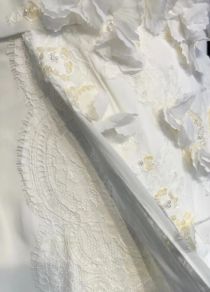 Vintage Bridal Dress Mermaid One Shoulder Chiffon White Long Wedding Dress Retro Wedding Dresses Modest Wedding Gowns DH2676