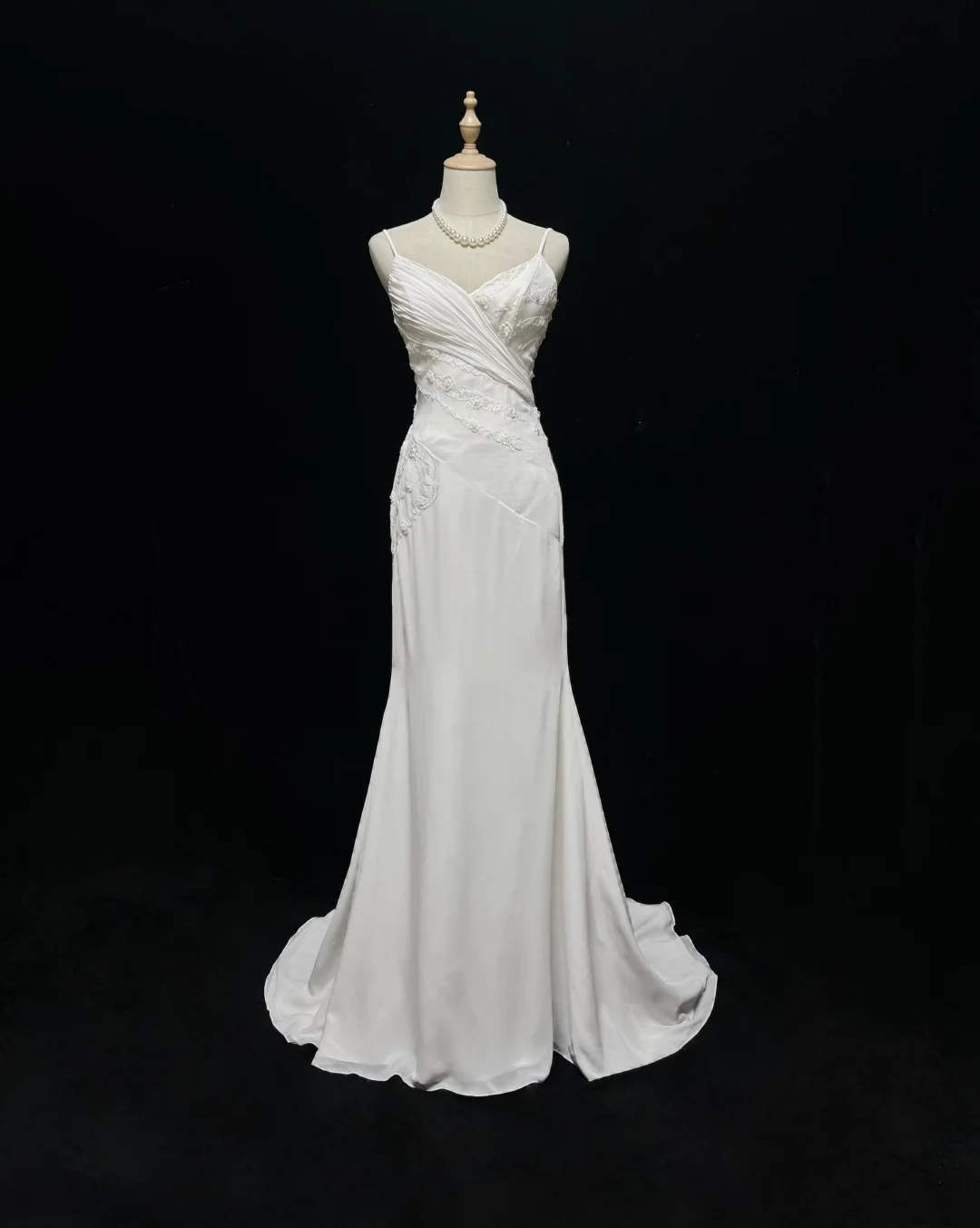 Vintage Bridal Dress Mermaid Spaghetti Straps Chiffon Beads White Long Wedding Dress Retro Wedding Dresses Modest Wedding Gowns DH2679