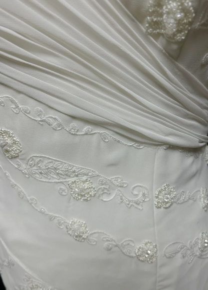 Vintage Bridal Dress Mermaid Spaghetti Straps Chiffon Beads White Long Wedding Dress Retro Wedding Dresses Modest Wedding Gowns DH2679