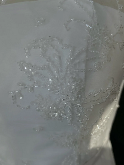 Vintage Bridal Dress A line Scoop Neck Chiffon Beads White Short Second Wedding Dress Retro Wedding Dresses Modest Wedding Gowns DH2685