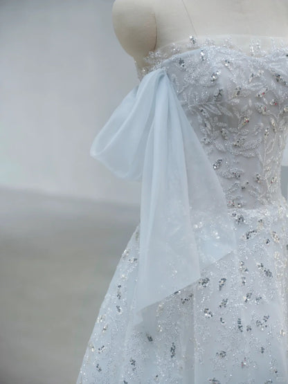 Timeless Bridal Dress A-Line Off Shoulder Tulle White Long Wedding Dress Modest Bridal Dress DH02717