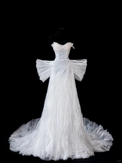 Timeless White Ball Gown Sweetheart Neck Beaded Wedding Dress Tulle Elegant Bridal Gown DP2889