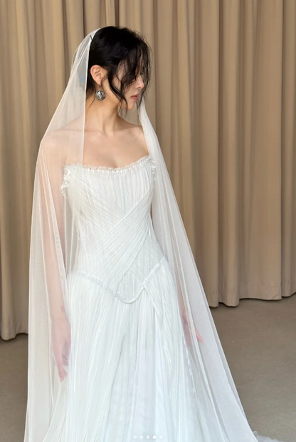 Modest Sheath Chiffon Wedding Dresses, Sleeveless Bridal Gowns Simple Wedding Gowns DP3073