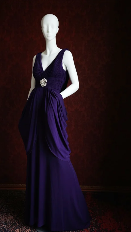 Chic V-neck Sheath Chiffon Long Prom Dresses, Purple Formal Evening Dresses DP3091