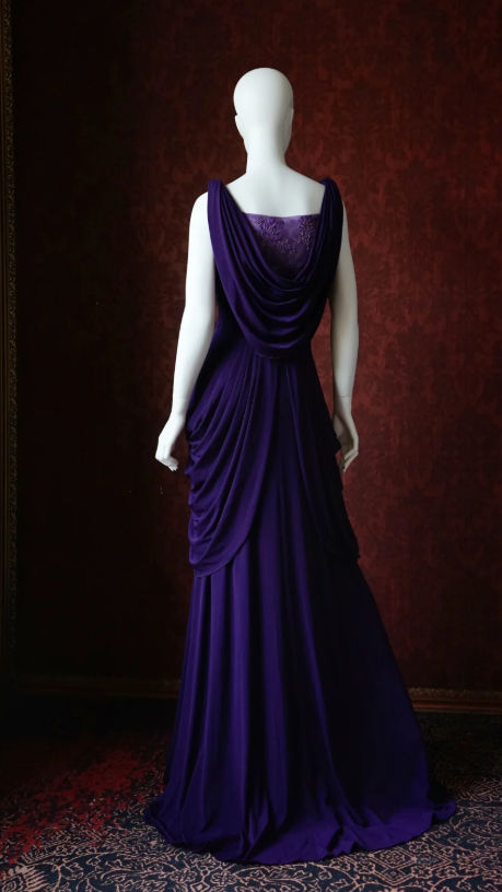 Chic V-neck Sheath Chiffon Long Prom Dresses, Purple Formal Evening Dresses DP3091