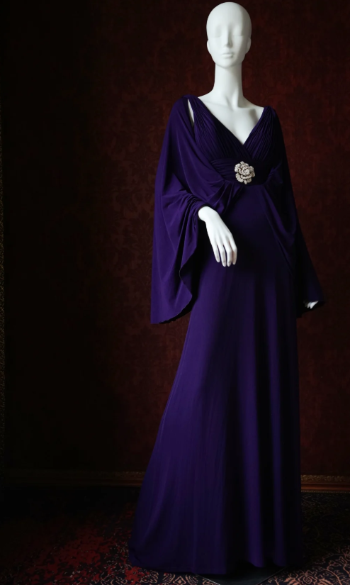 Chic V-neck Sheath Chiffon Long Prom Dresses, Purple Formal Evening Dresses DP3091
