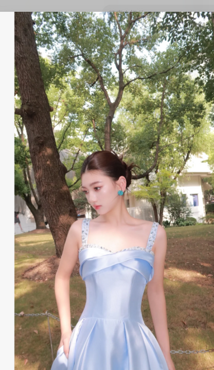 Elegant Spaghetti straps Sheath Satin Long Prom Dresses, Sky Blue Formal Evening Dresses DP3096