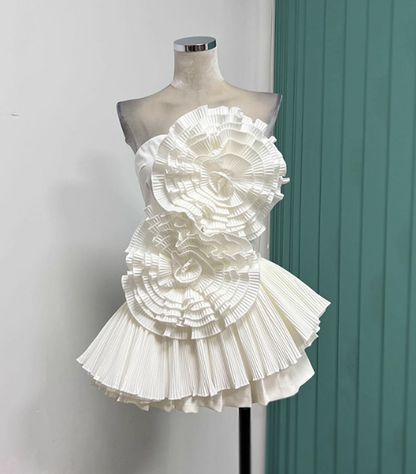 Gorgeous Strapless Sheath Two-Piece Short Prom Dresses, Red Pleated Homecoming Dresses DP3138