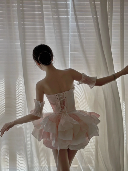 Gorgeous Sweetheart Neck Ball Gown Chiffon Short Prom Dresses, Pink Homecoming Dresses DP3140