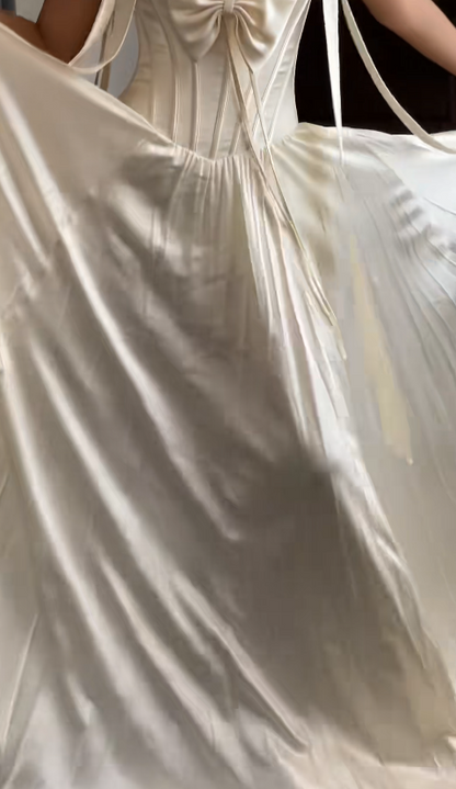 Simple Sheath Off-the-shoulder Wedding Dresses, Ivory Bridal Gowns DP3181