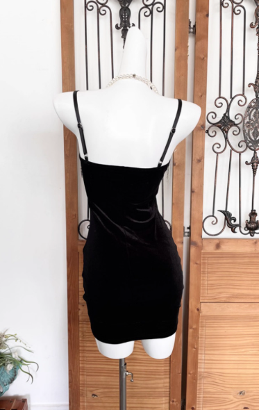 Sexy Black Tight Hoco Dresses, Velvet Spaghetti Straps Short Prom Dresses Birthday Dresses with Tassels DP3196