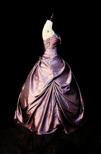 Vintage Taffeta Ball Gowns Strapless Long Prom Dresses, Brown Sweet 16 Dresses DP3223