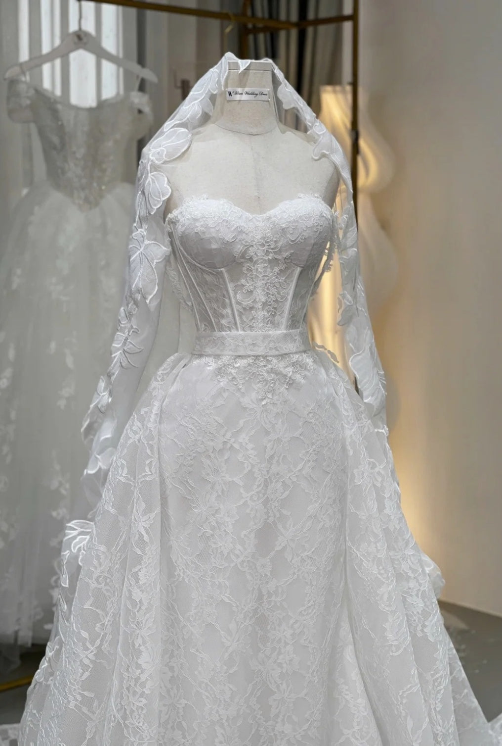 Elegant Sweetheart Neck Sheath Wedding Dresses White Lace Trailing Bridal Gowns DP3228