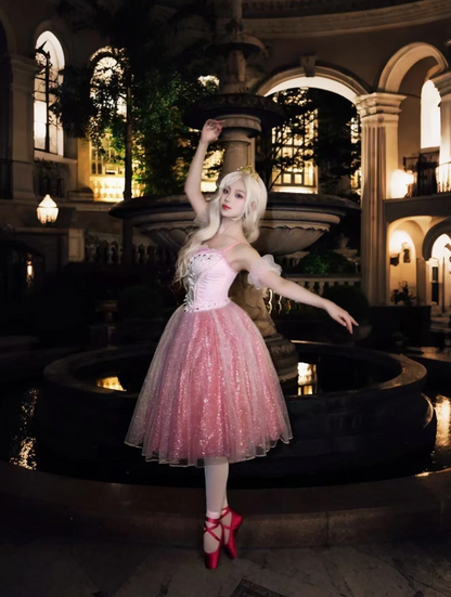 Sweet Spaghetti Strap Ball Gown Sparkly Tulle Tea Length Birthday Dresses DP3233