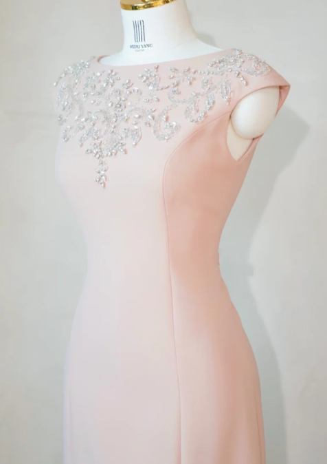 Elegant Jewel Mermaid Mother of the Bride Dresses, Pink Evening Gown DP3234