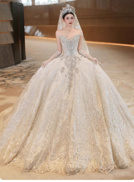 Luxury Sweetheart Neck Ball Gown Beaded Long Wedding Dresses Tulle White Bridal Dresses Sleeveless Bridal Gowns DP3697