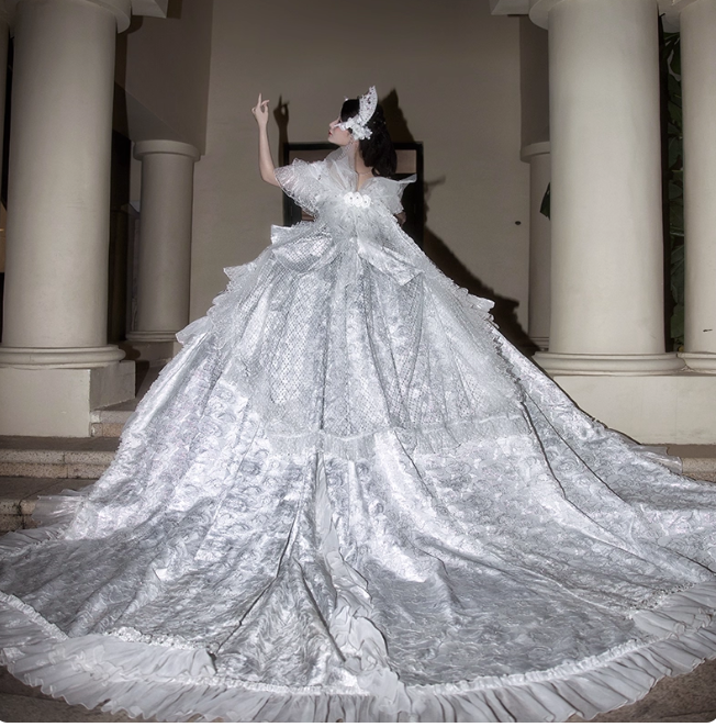 Gorgeous Off-Shoulder Ball Gown Long Wedding Dress White Lolita Bridal Gown DP3794