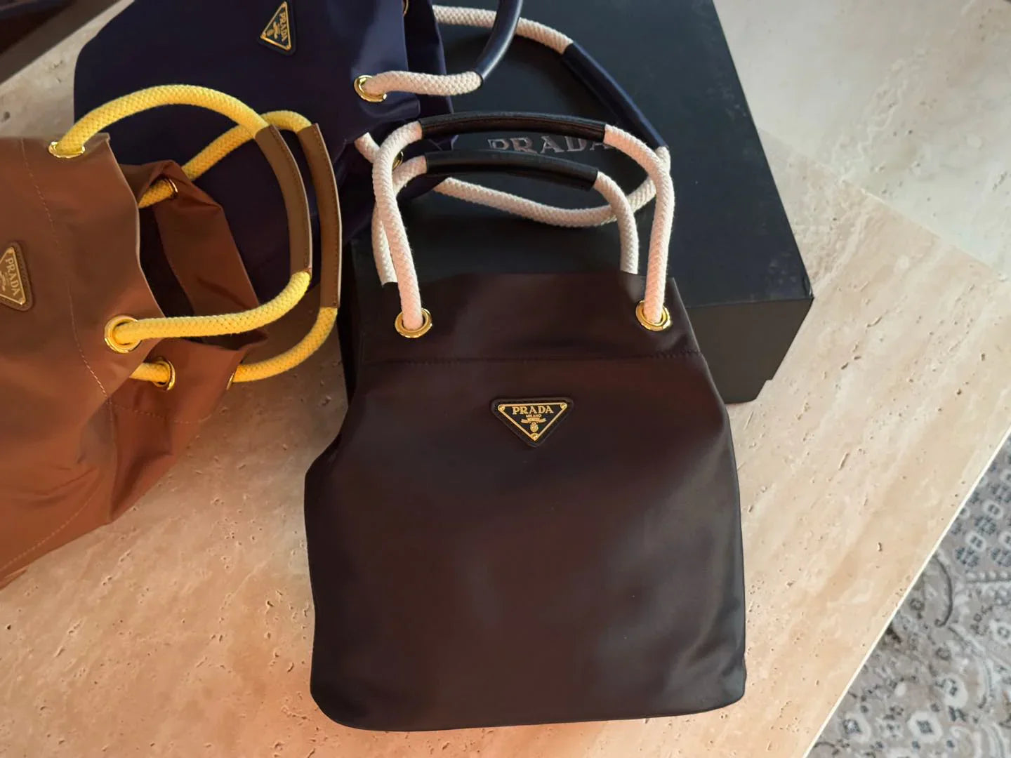 Prada Nylon Bucket Bag Black Handbag 26x25cm