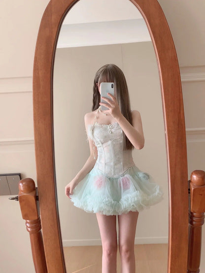 Sweet Tulle Strapless A-Line Short Party Dresses Lace Homecoming Dress ED02131