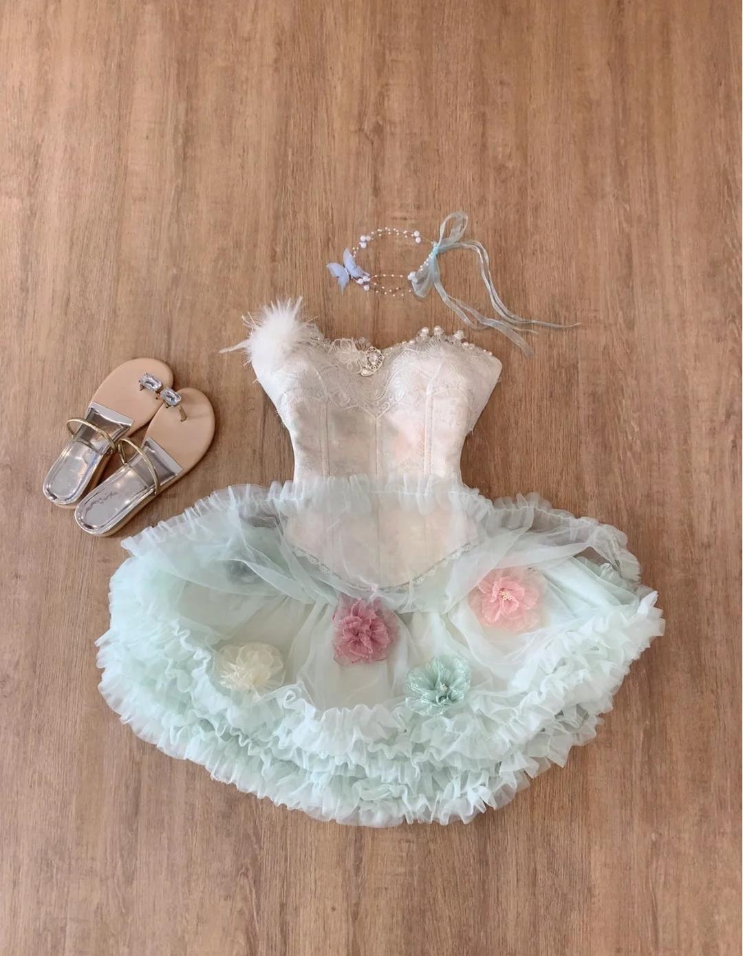 Sweet Tulle Strapless A-Line Short Party Dresses Lace Homecoming Dress ED02131