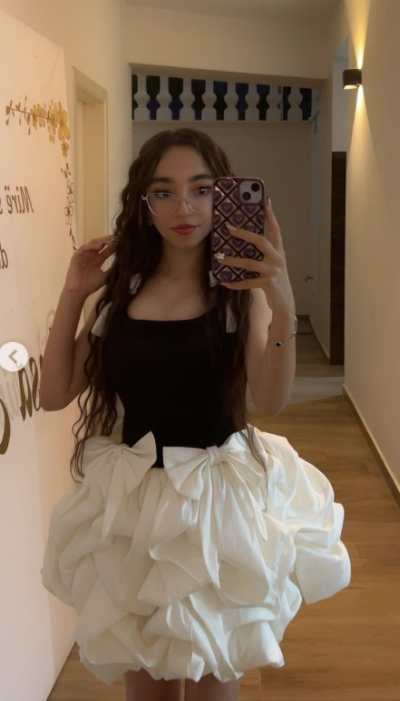 Cute Black/White Short Ball Gown Shoulder Straps Bow 16th Birthday Dress Homecoming Dress ED03580