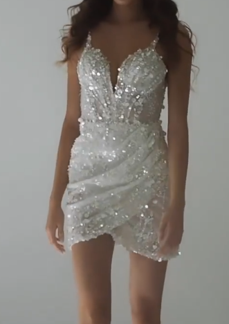White Sparkly Sweetheart Neck Sheath Short Party Dress Elegant Birthday Outfit Gorgeous Hoco Dresses ED03591