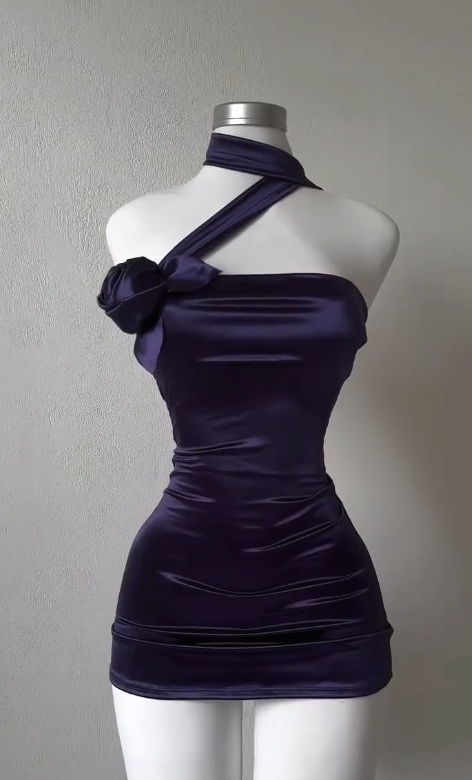 Sexy Navy Strapless Formal Dress Bodycon Short Satin Hoco Dresses Chic Birthday Party Dress ED03598