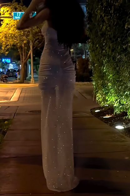 Sparkly Champagne Sweetheart Sheath Chiffon Birthday Party Dress Elegant Formal Dress Graduation Prom Dresses ED03614