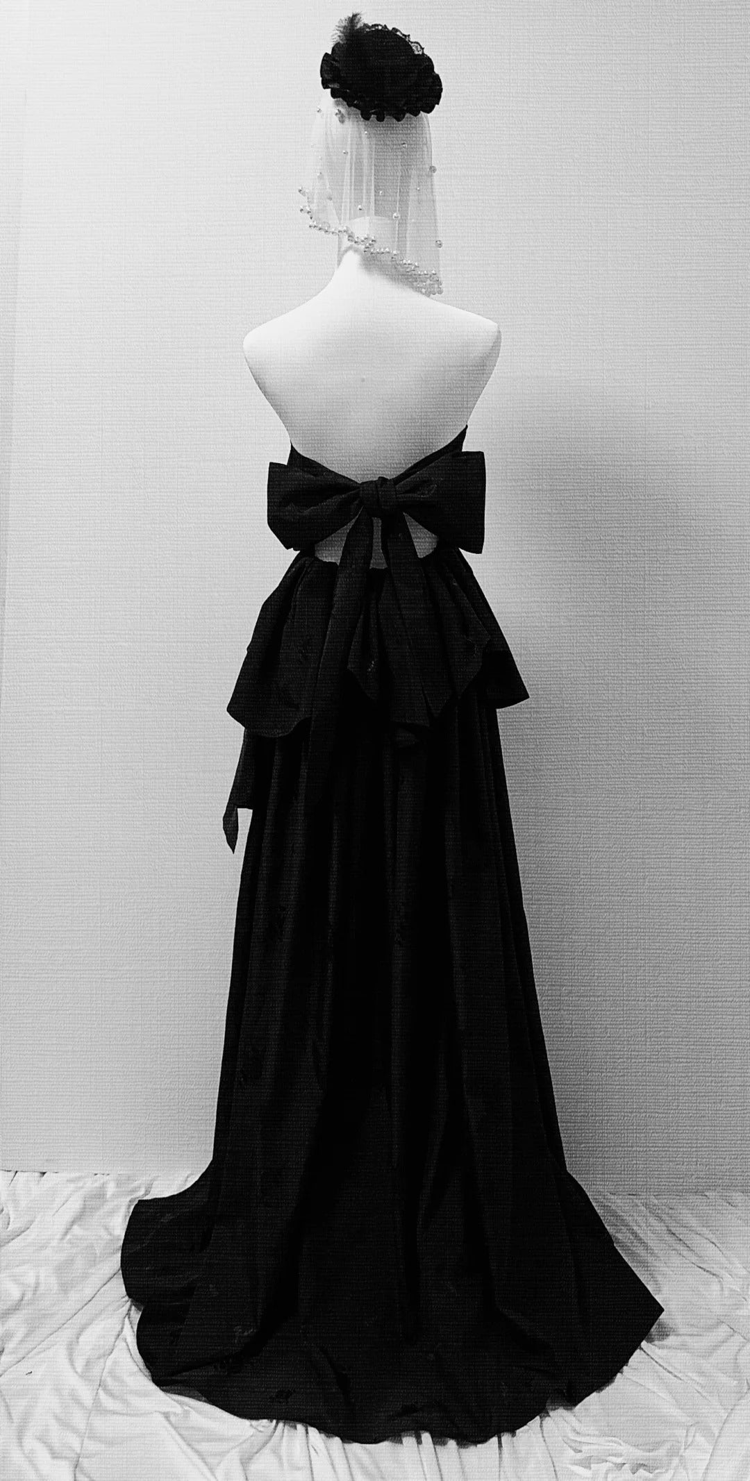 Classy Black A-Line Evening Gowns Strapless Formal Dress Elegant Bow Sweet 18th Birthday Dress ED03638