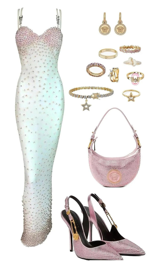 Gorgeous Spaghetti Strap Sheath Evening Gowns Beaded Satin Graduation Dress Sparkly Wedding Guest Dress ED03650