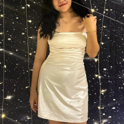 Modest Strapless Sheath Short Homecoming Dress Fashion Party Dress Satin 18th Birthday Outfit ED03654