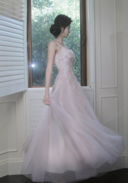 Stunning Spaghetti Strap A-Line Long Prom Dress Sequined Tulle Formal Dress Sweet Birthday Outfit ED03725