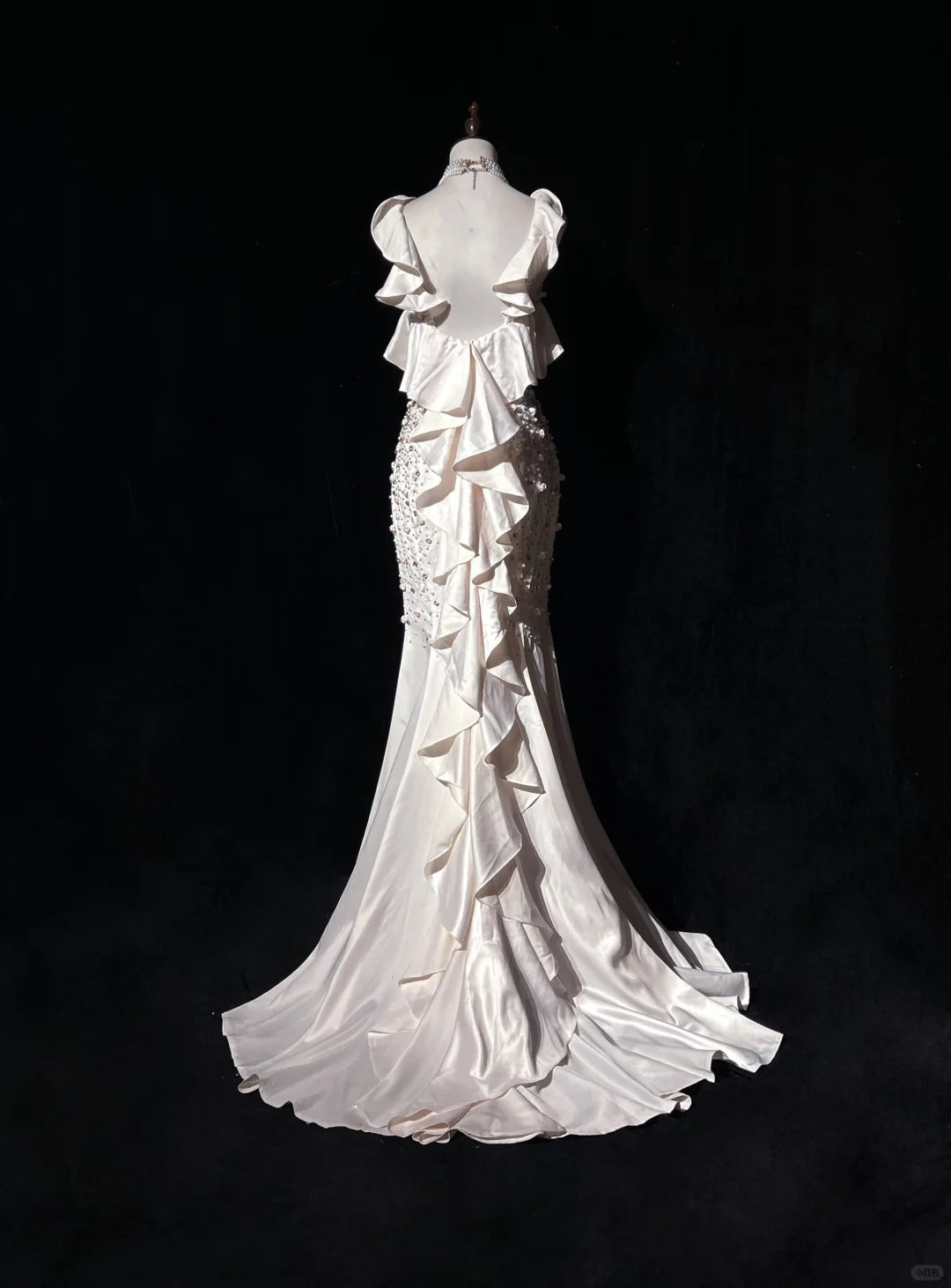 Vintage Mermaid V-neck Long Prom Dress Elegant Beaded Formal Dress Backless Evening Gowns ED03726