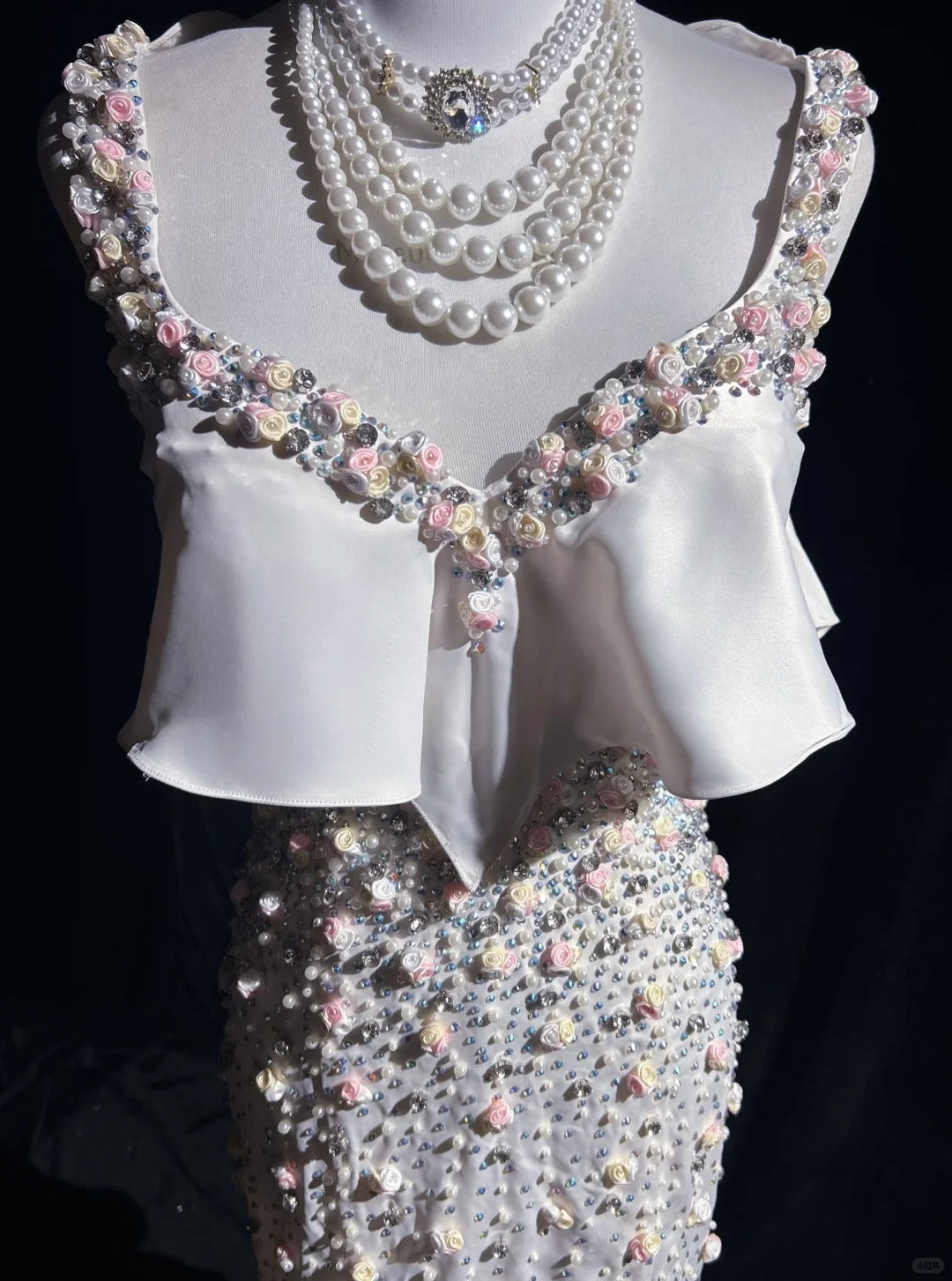 Vintage Mermaid V-neck Long Prom Dress Elegant Beaded Formal Dress Backless Evening Gowns ED03726