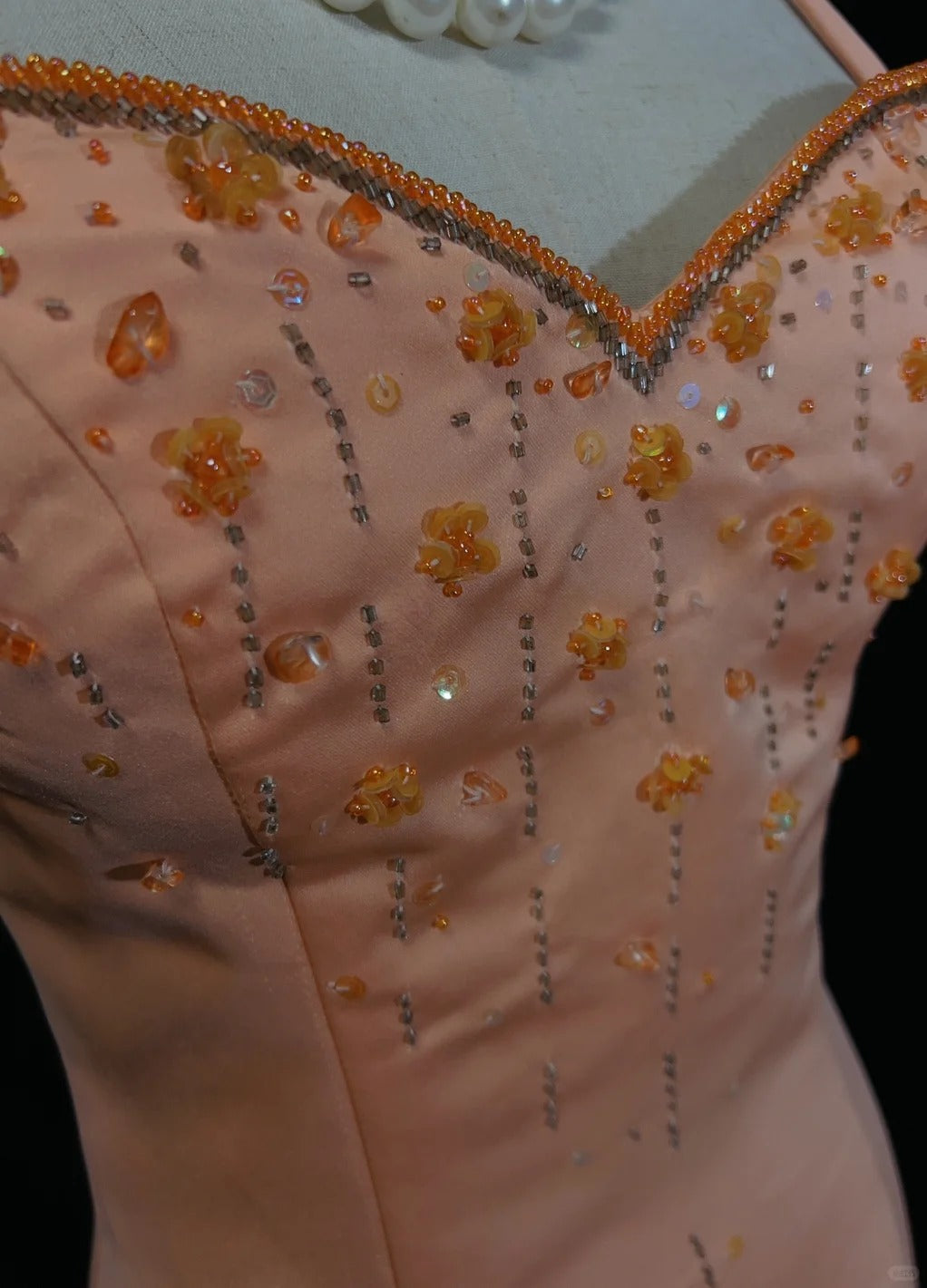 Vintage Sheath Spaghetti Strap Long Prom Dress Fairytale Chiffon Beaded Formal Dress Coral Birthday Party Dress ED03727