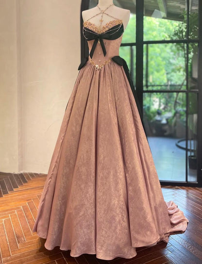 Sweet Halter Neck Pink Ball Gown Quinceanera Dress Satin Birthday Dress Fashion Prom Dress ED03750
