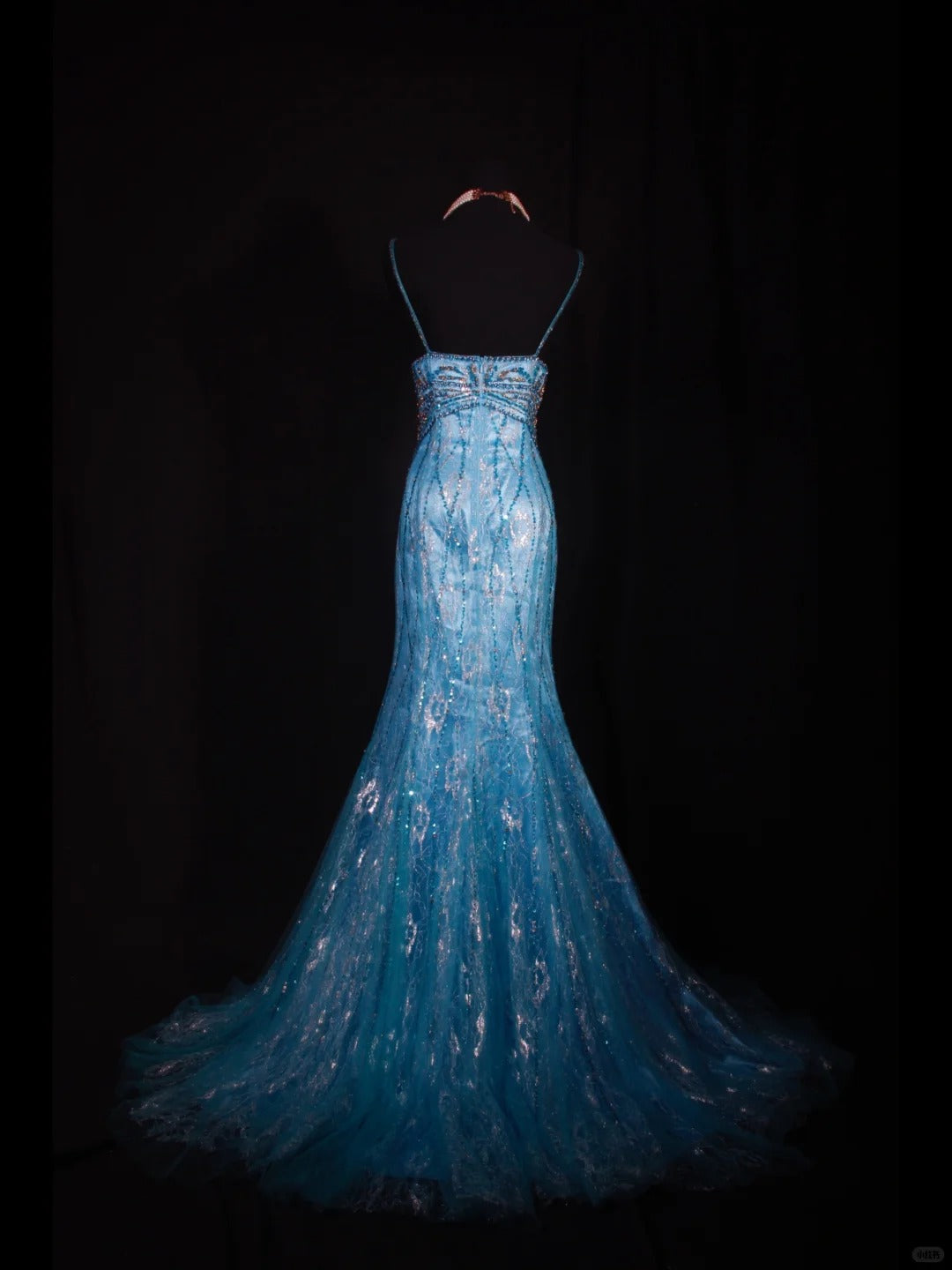 Vintage Blue Halter Mermaid Evening Dress Elegant Tulle Lace Long Prom Dress Party Dress ED03753