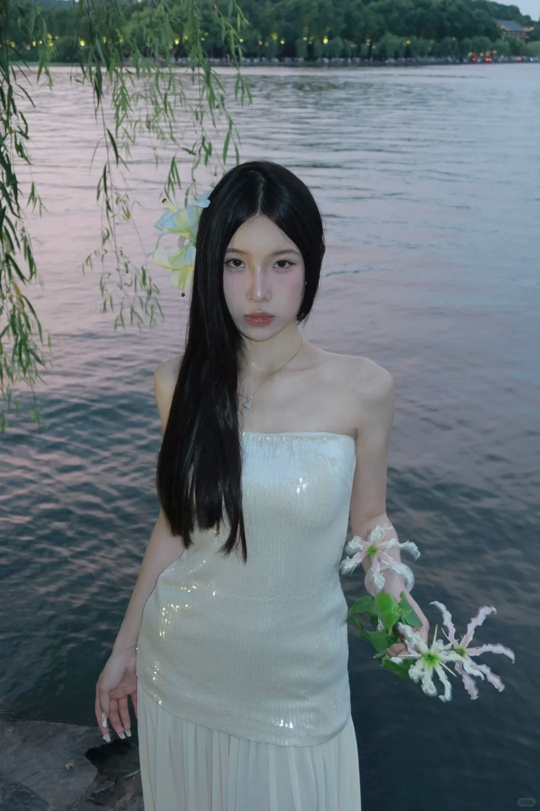 Elegant White Strapless Sheath Long Prom Dress Tulle Sequin Formal Dress Sparkly Birthday Evening Gowns ED03761