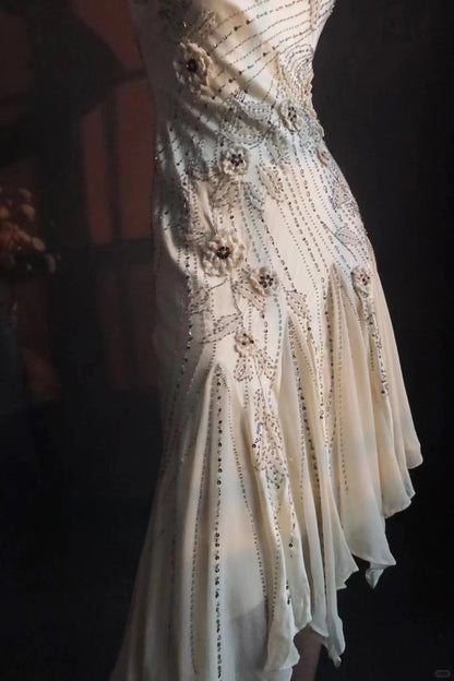 Vintage Spaghetti Strap Sheath Formal Dress Satin Beaded Birthday Dress Elegant Short Homecoming Dress ED03764